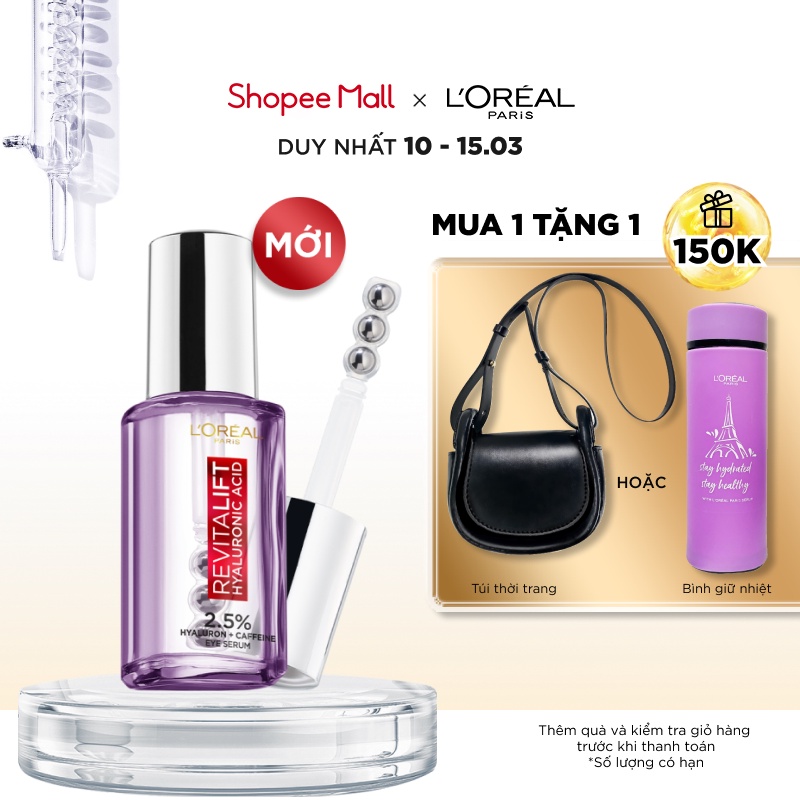 Serum giảm bọng mắt & làm đầy rãnh nhăn Revitalift 2.5% Hyaluronic Acid+Caffeine 20ml