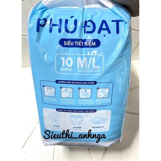 Tã Dán Người Lớn Bịch 10 Miếng Phú Đạt Size M/L
