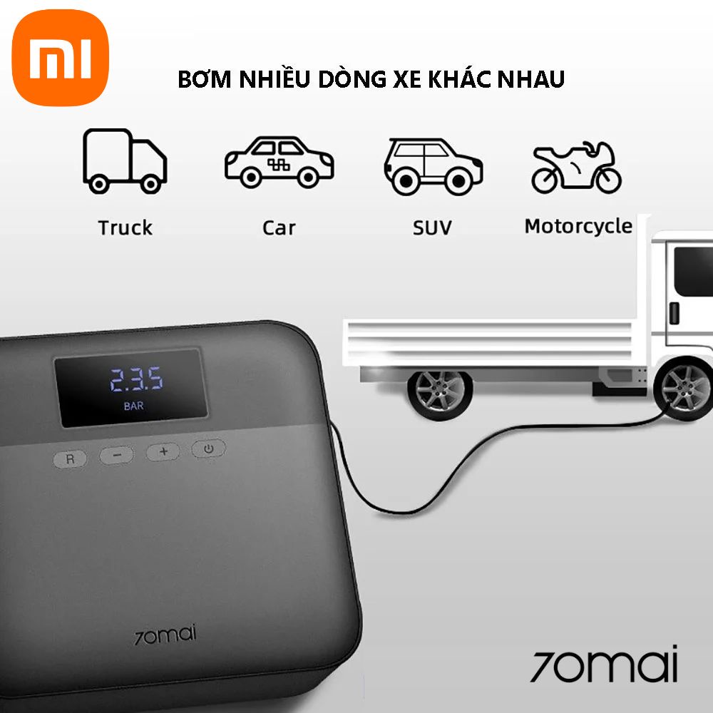 Bơm ô tô Xiaomi 70mai Midrive TP03  bơm điện đa năng áp suất lớn, chân tẩu ô tô - bảo hành 12 tháng