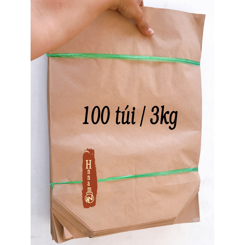 100 Túi giấy xi măng đựng 10kg cafe - Loại giấy Graft 65gms dày - Túi đựng thực phẩm, cafe và bột bánh mì chuyên nghiệp