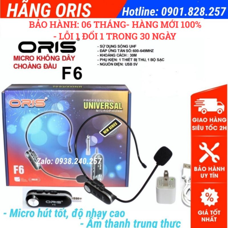 Micro không dây choàng đầu, đeo tai oris F6 hút âm tốt, tiếng rõ hỗ trợ dạy học online - micro đeo tai