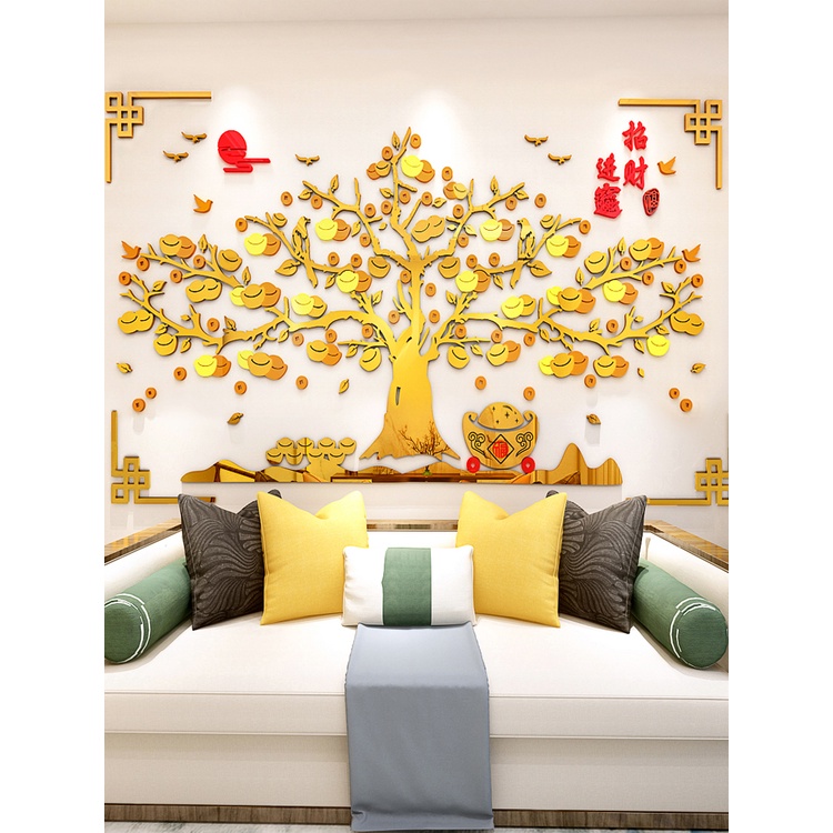 Tranh mica nổi tranh cây phú quý dán tường bức tranh tường acrylic ba chiều dán tường TV phòng khách nền hiên hành lang cửa dán trang trí dán chống thấm nước