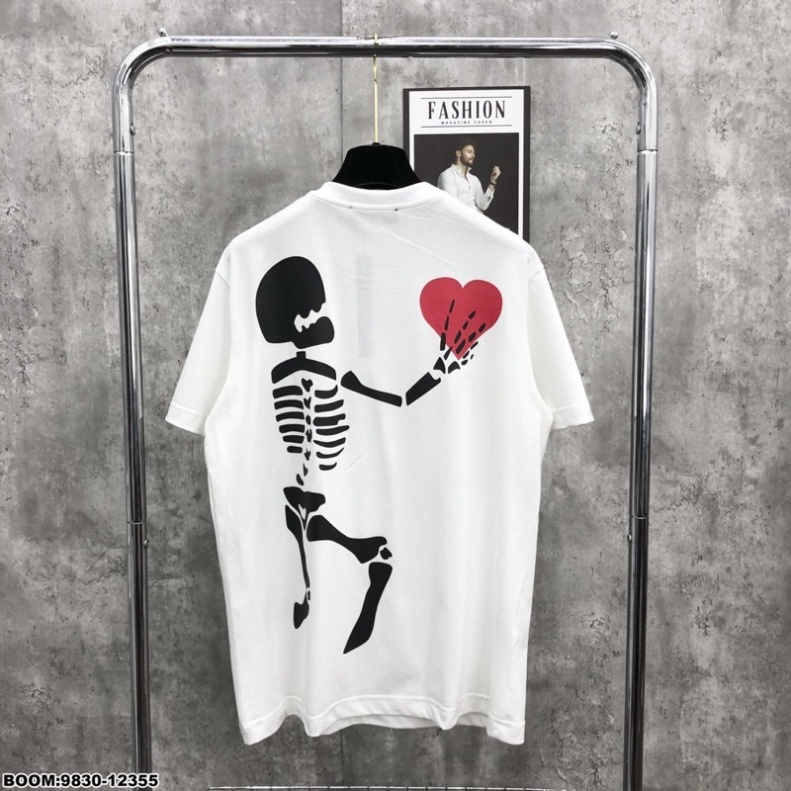 Áo phông nam nữ Premium Cotton Amiri in hình bộ xương thả tim đỏ hai mặt phong cách đường phố