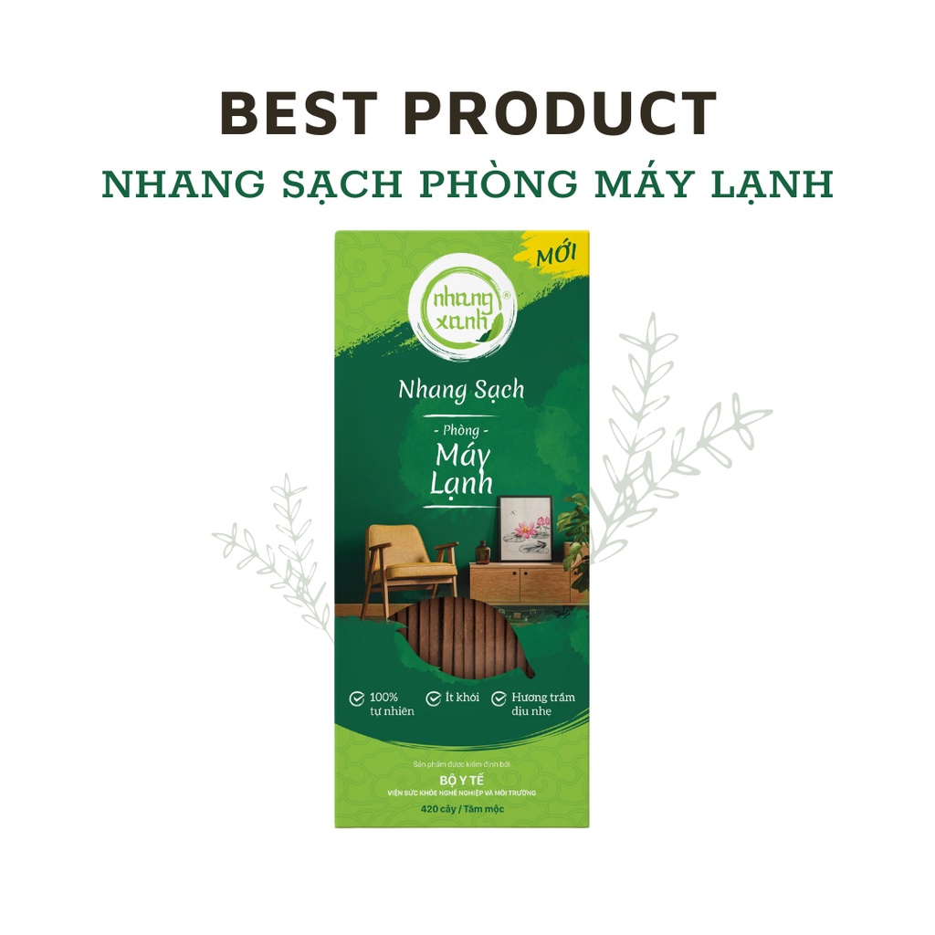 Nhang sạch phòng máy lạnh Nhang Xanh - Ít khói - Hương thơm dịu nhẹ, dễ chịu