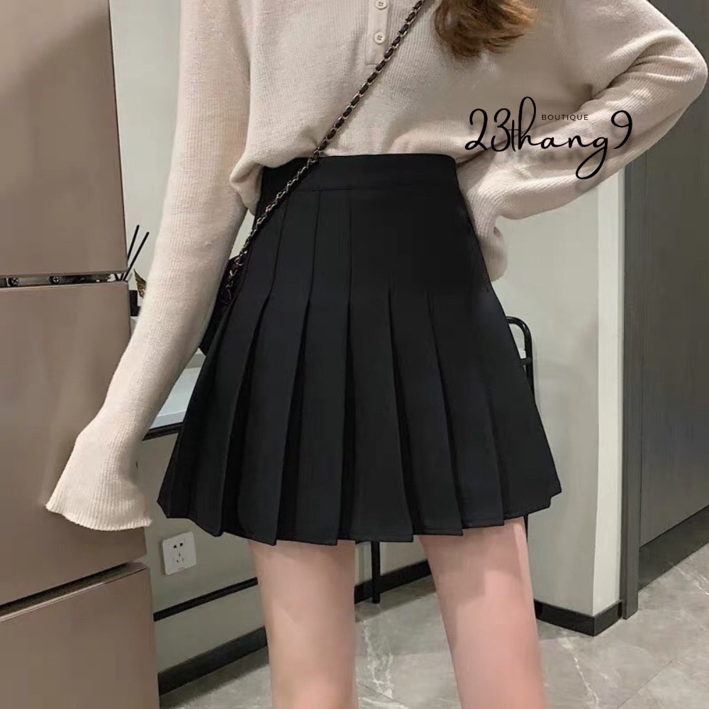 Chân váy xếp ly dáng ngắn chân váy tennis lưng cao xòe vải tuyết mưa cao cấp