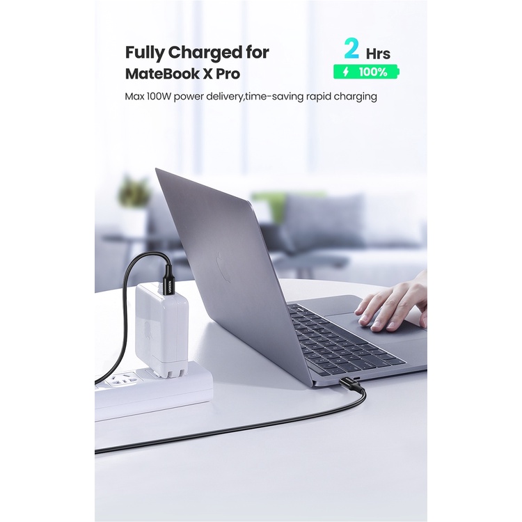Dây cáp sạc nhanh UGREEN 4.0/3.0 5A 100W USB C hàng chính hãng