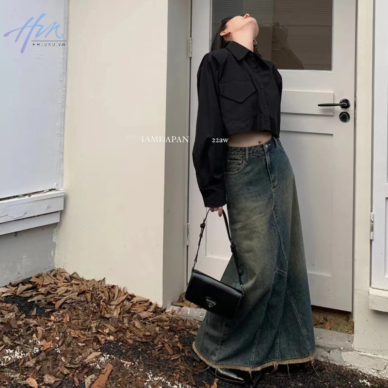 Chân Váy Denim Lưng Cao Dáng Ôm Thời Trang Mùa Hè 2023 Dành Cho Nữ