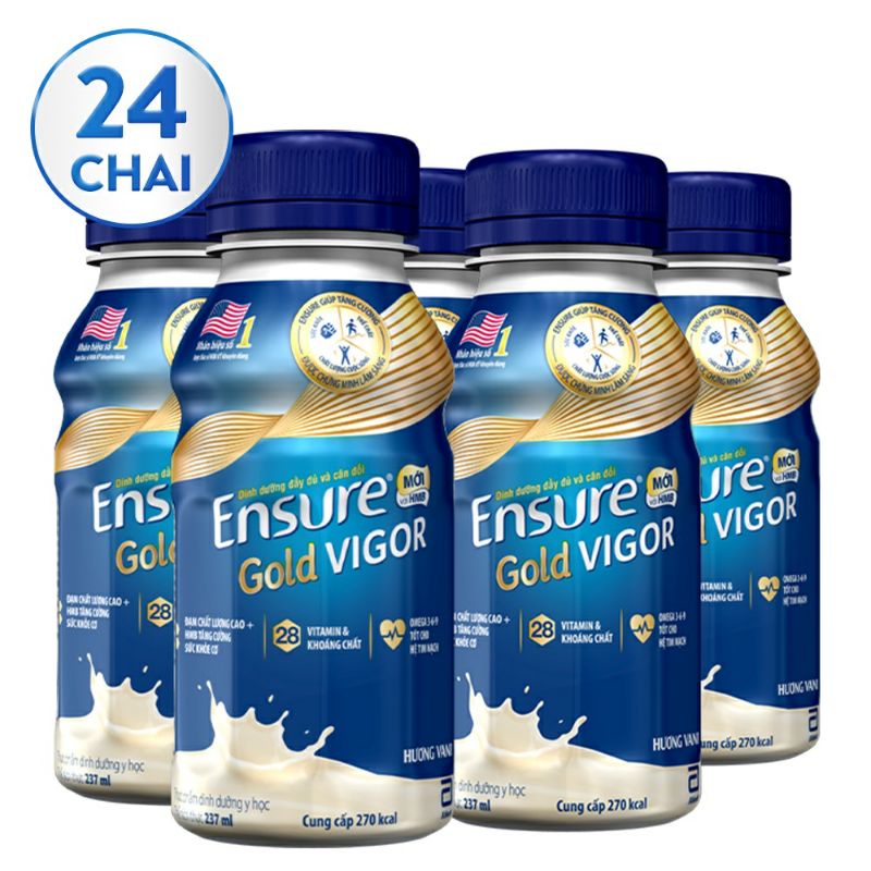 HSD 08/2024_Thùng 24 chai sữa pha sẵn Ensure Gold Vani Vigor/Original cho người lớn tuổi