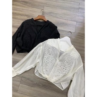 Áo sơ mi thô xoắn eo hoạ tiết