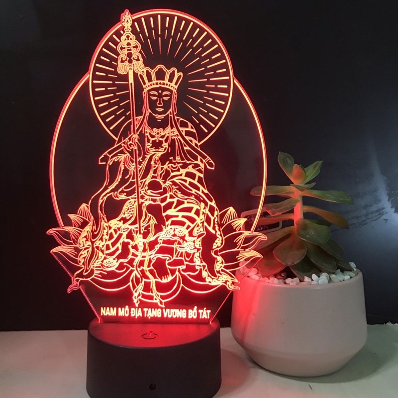 Đèn led khắc tượng Địa Tạng Vương Bồ Tát để bàn trang trí gian thờ