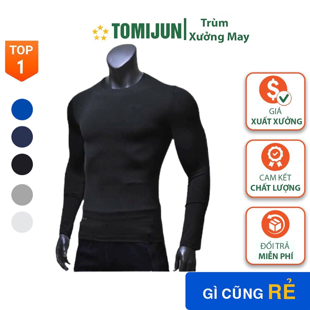 Áo Giữ Nhiệt Nam, Áo Dài Tay Nam Body Bóng Đá Co Dãn 2 Chiều TOMIJUN