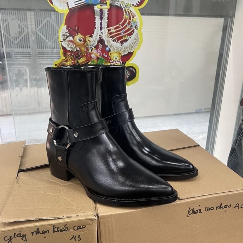Giày harnessboot Da bò Nappa - Đế phíp gỗ cao cấp