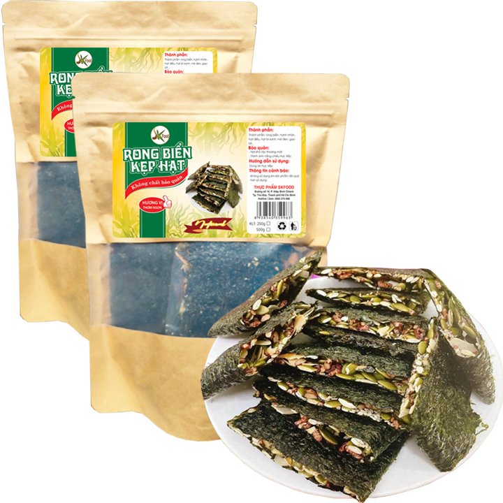 Thanh rong biển kẹp hạt dinh dưỡng món ăn nhiều dưỡng chất tốt cho sức khỏe mỗi bịch 250g