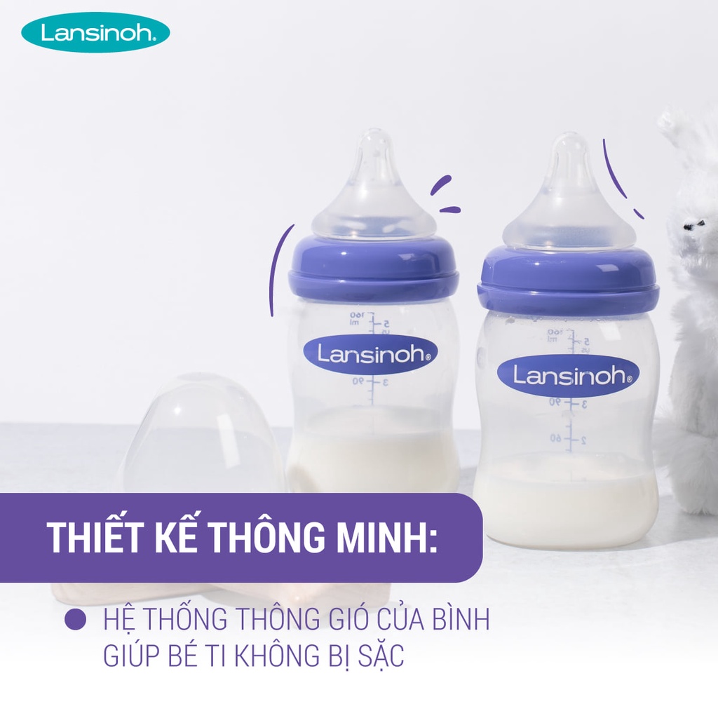 Bình sữa Cổ Rộng Lansinoh Dung Tích 160ml kèm Núm ty size S - MẪU CŨ