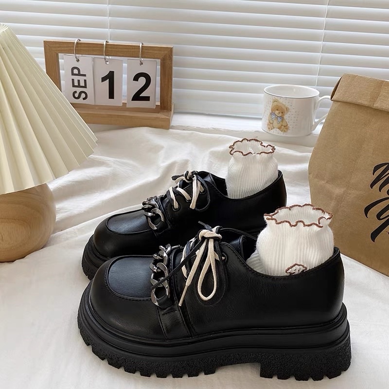 Giày oxford da đế dày phong cách retro Pháp muffin ngọt ngào thoáng mát giày mũi to Mary Jane cho nữ