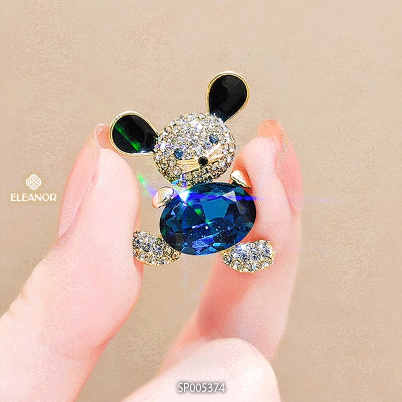 Ghim cài áo nam nữ Eleanor Accessories hình chú chuột đính đá xanh phụ kiện trang sức trẻ trung 5374