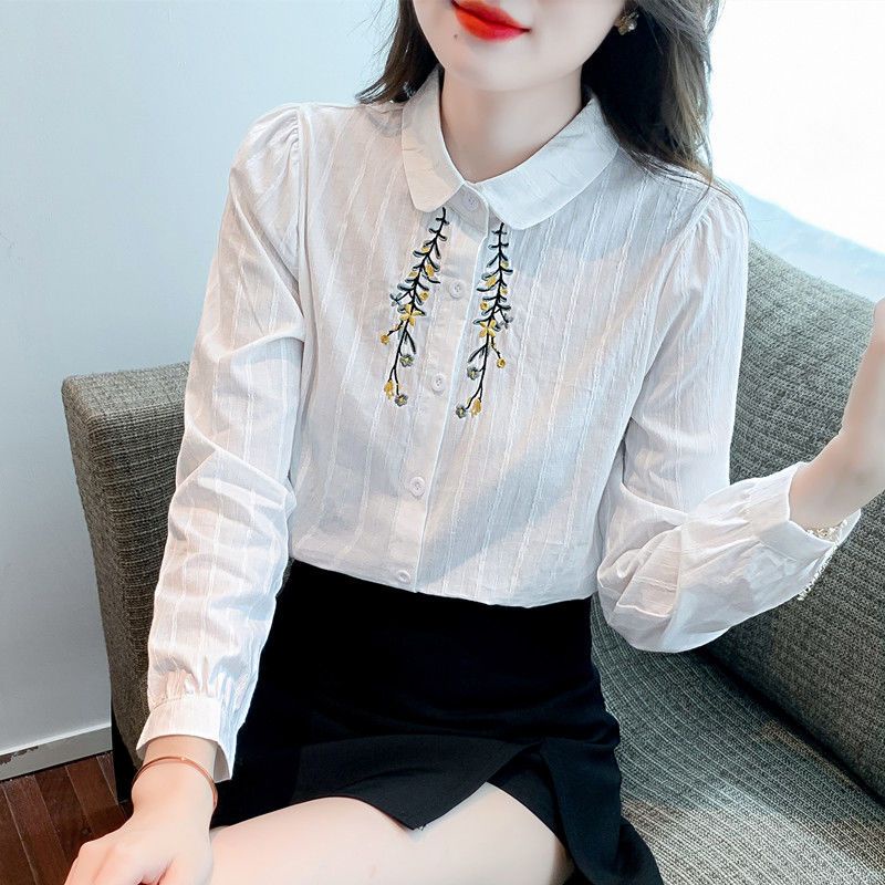 Áo Sơ Mi Cotton Thêu Họa Tiết Thời Trang Cho Nữ