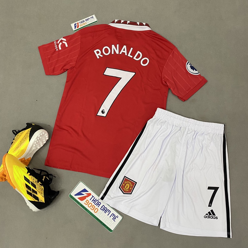 Bộ quần áo bóng đá Ngôi sao Ronaldo MU đỏ sân nhà TAY NGẮN 2023