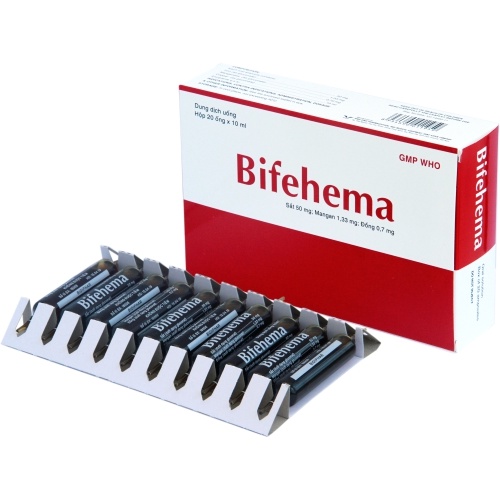 Bổ máu Bifehema Bidiphar Bổ Sung Sắt Cho Phụ Nữ Có Thai, Cho Con Bú , cho trẻ em-  20 ống