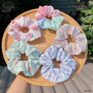Dây cột tóc, buộc tóc vải scrunchies hoạt hình thiết kế cao cấp Orin K1772