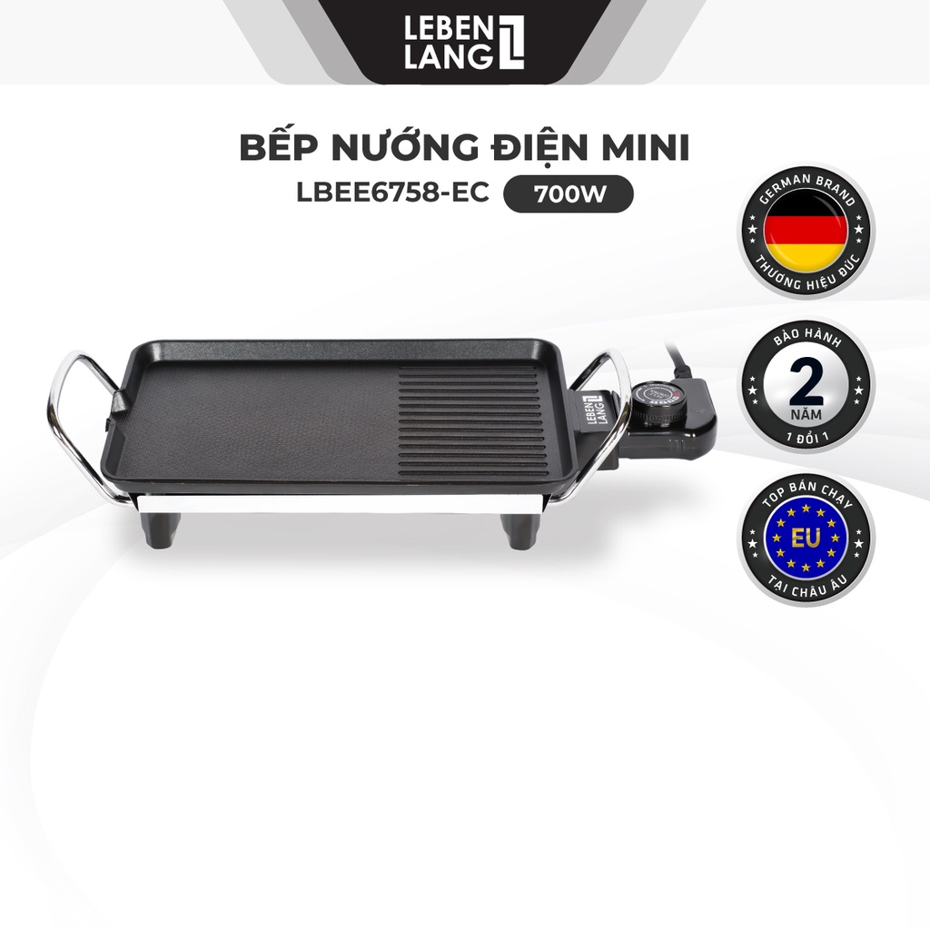 Bếp nướng điện không khói mini Lebenlang của Đức, công suất 700W, hàng chính hãng bảo hành 2 năm, LBEE6758-EC