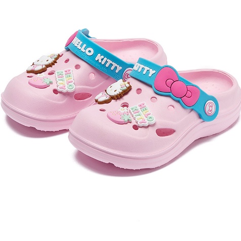 Dép Sandal Đi Biển Chống Trượt Thiết Kế Đục Lỗ Hình Hello Kitty Dễ Thương Thời Trang Mùa Hè Cho Bé Gái