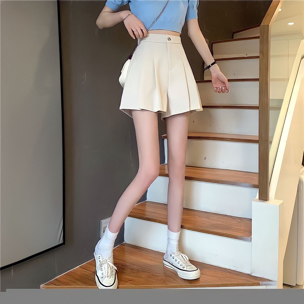 HOT Quần Short Xếp Ly Nữ Cạp Cao Tuyết Mưa Ống Rộng 3 Màu Full Size | BigBuy360 - bigbuy360.vn