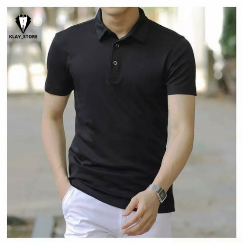 Áo thun nam có cổ trụ bẻ vải cá sấu cotton cao cấp, Áo polo nam trơn basic Hàn Quốc