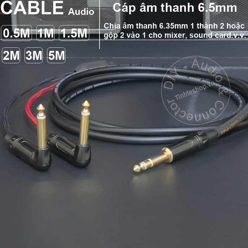 Dây 6 ly stereo ra 2 mono DIY 0.5 đến 5 mét - 6.35mm stereo splitter cable to 2 mono