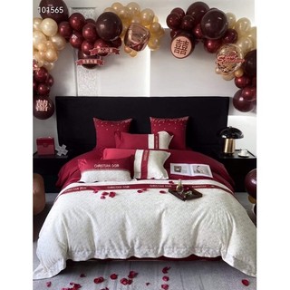 Chăn ga gối lụa cưới Weeding Dior cao cấp