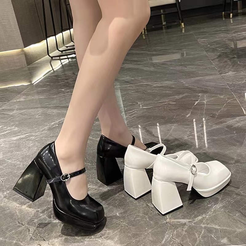 Giày cao gót giày da đế dày giày da mary trân nữ giày giày da đế dày