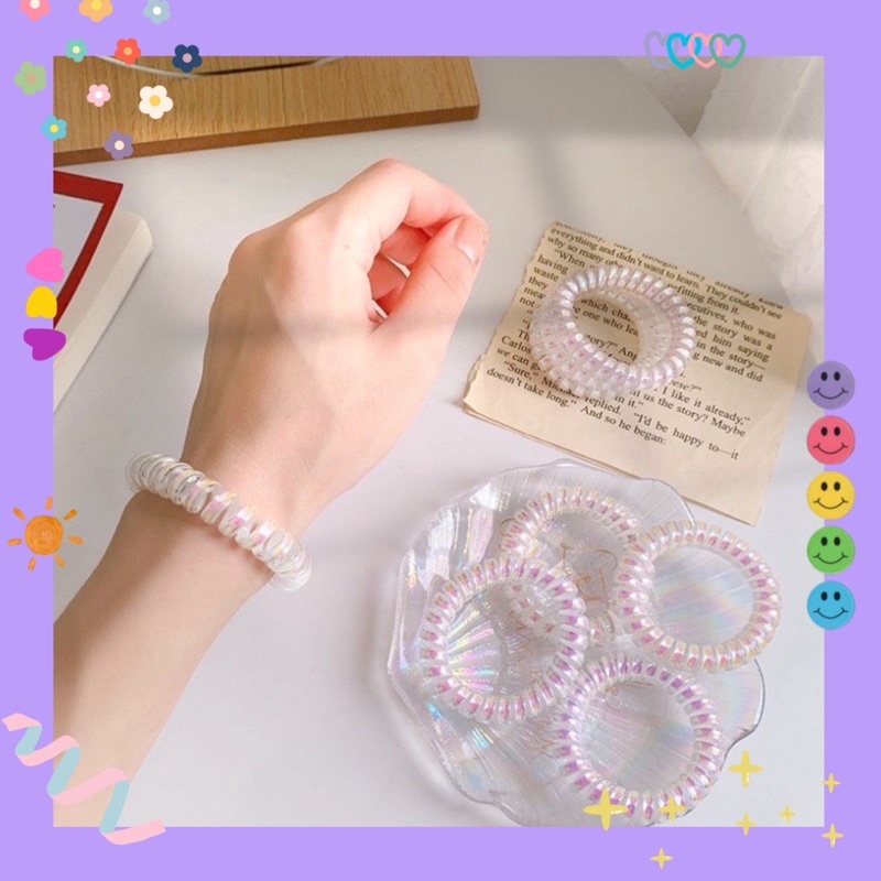 Thun lò xo buộc cột tóc 🫧chống gãy rụng ánh HOLOGRAM 🫧