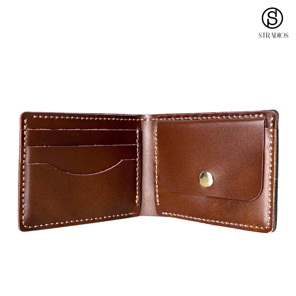 Ví Da Nam Stradios Phong Cách Thêu Tay Vintage Ví Da Bò Pullup Cao Cấp Màu Nâu