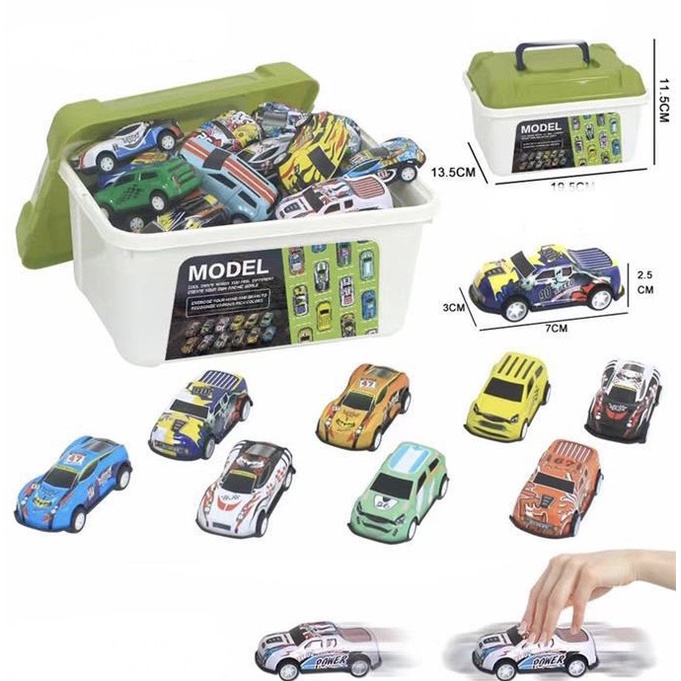 Hỏa tốc HCM - Đồ chơi hot - Combo 30 ô tô cho bé có hộp đựng