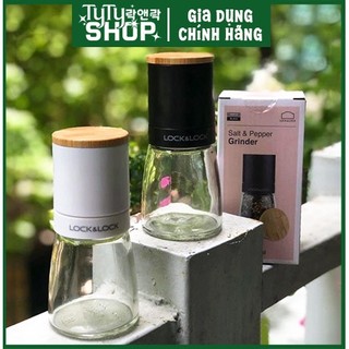 Cối xay tiêu thủy tinh Lock&Lock dung tích 140ml lưỡi sứ nắp gỗ sồi tiện dụng CKO115