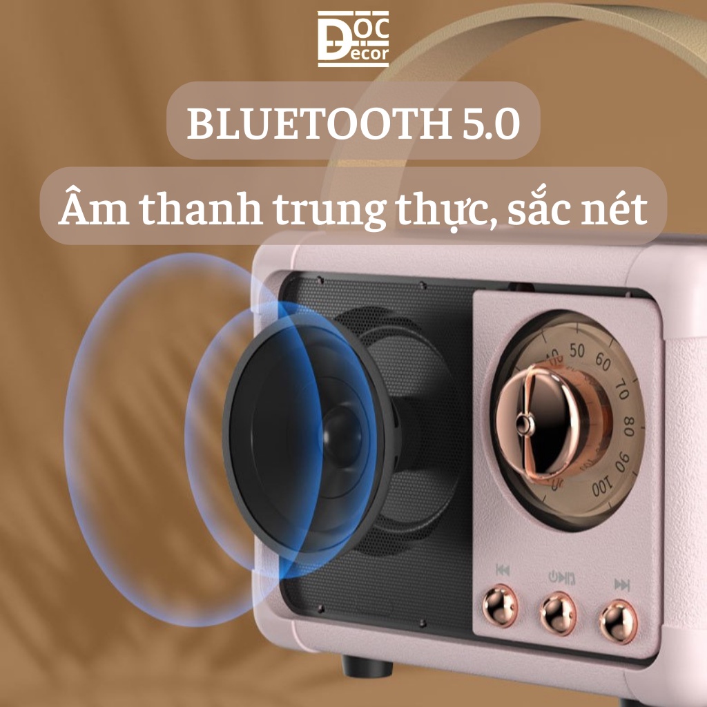 Loa Bluetooth mini HM11 Vintage Retro âm thanh 3D, Decor phòng ngủ, Quà tặng