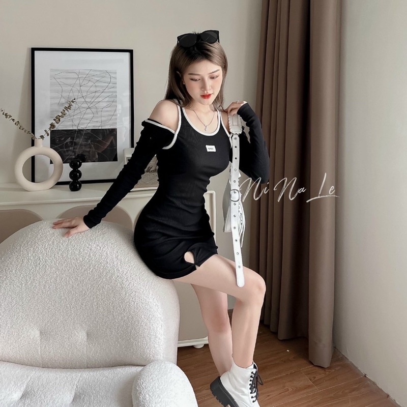 Đầm Ôm Body PHỐI TAY DÀI SÀNH ĐIỆU PHONG CÁCH