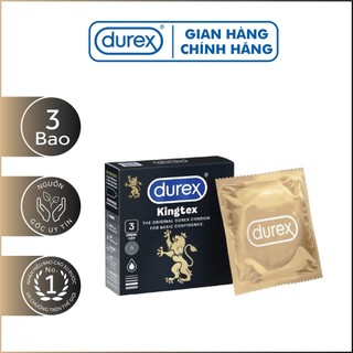 Bao cao su Durex Kingtex ôm sát, bôi trơn, size 49mm, hộp 1 bao, chính hãng.
