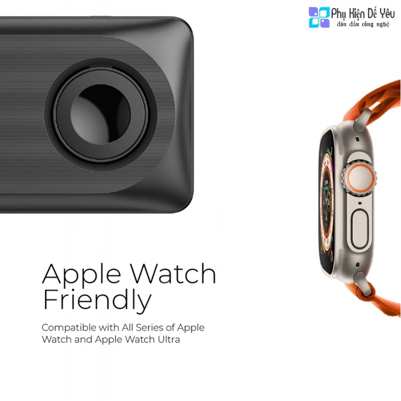 Pin sạc dự phòng không dây Mazer MagAir14 DUO Mag.S.a.f.e 15W + Sạc A,p.p.le Watch - 10.000mAh