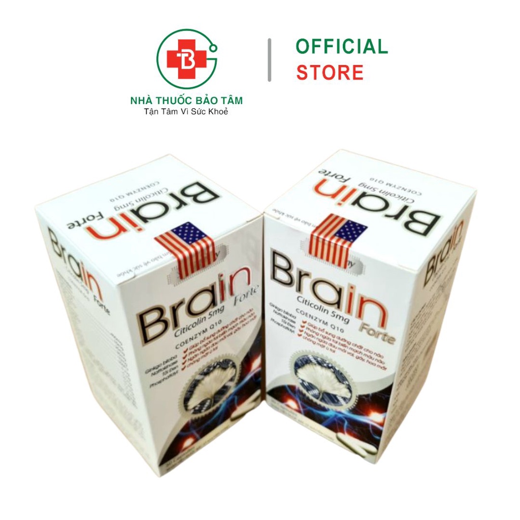 Viên Uống Brain Forte giúp bổ sung dưỡng chất cho não, phòng ngừa tai biến, chóng mặt ù tai - Hộp 30 viên