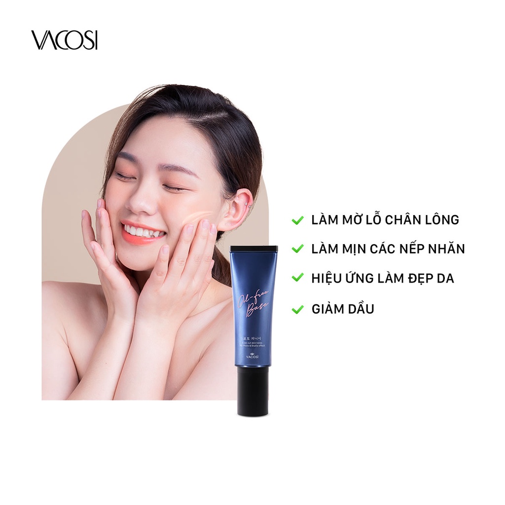 Kem Lót Trang Điểm Kiềm Dầu Sáng Da - VACOSI Natural Studio Oil-Free Base 2 Tone, Tube 45 mL