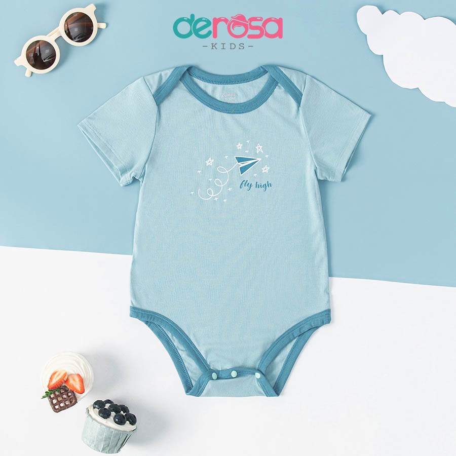 Body tam giác bé trai DEROSA KIDS đồ bộ thun liền thân từ 3 đến 12 tháng ASBB-445B