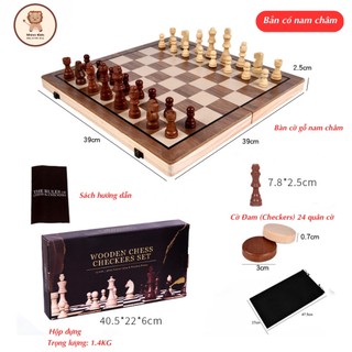 Bộ cờ vua gỗ, cờ vua nam châm cao cấp 24 quân cờ gấp gọn cao cấp size 29*29