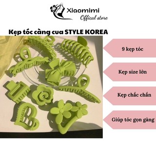 Kẹp tóc càng cua set 9 cái style Korea xanh lá size lớn giúp tóc gọn gàng thời trang nữ XIAOMIMI P.276