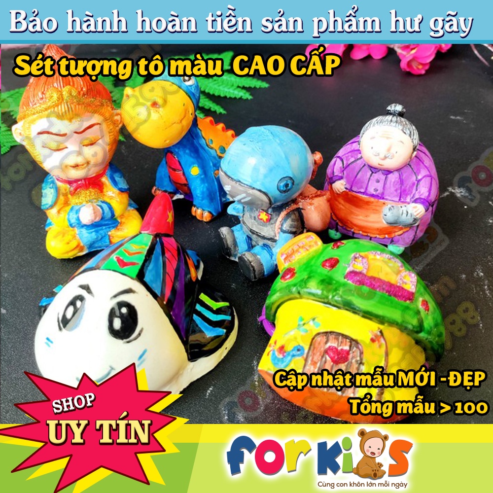 Set 10 tượng thạch cao 7~9cm, TẶNG 12 màu 2 cọ 1 khay, tượng tô màu, tô tượng, đồ chơi cho trẻ