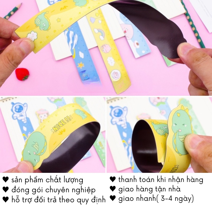 Thước Kẻ Cute Đa Năng Parabol Đo Hình Học Dẻo Timo VPK37