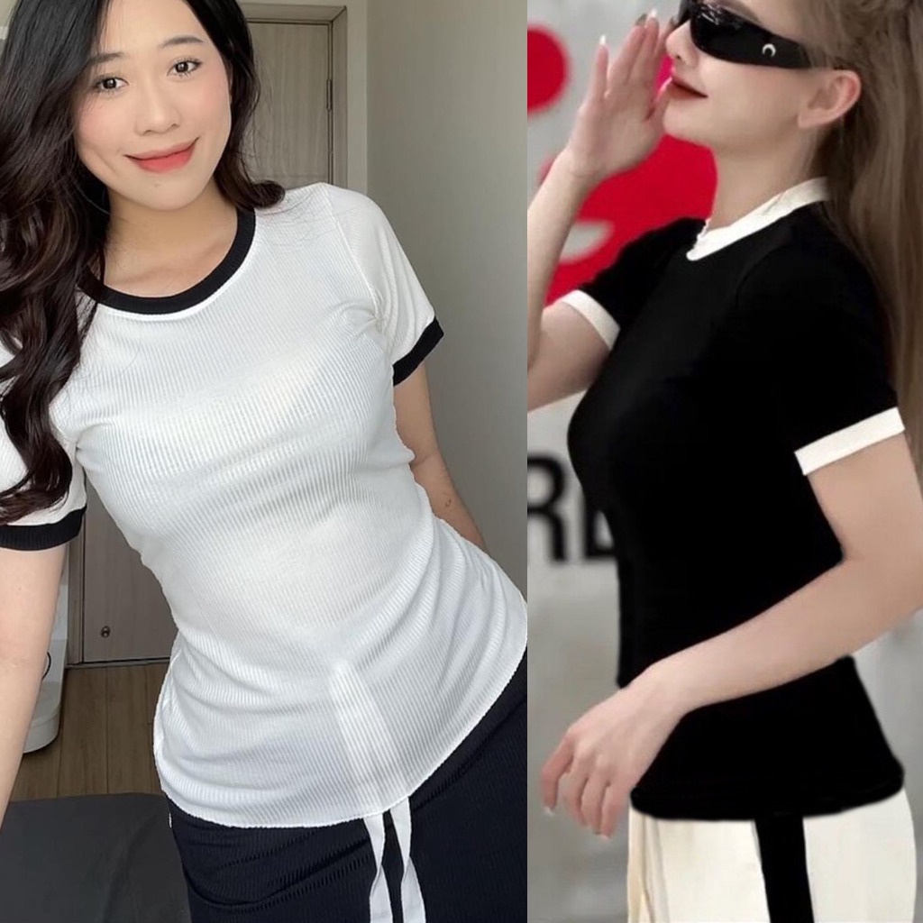Áo thun tăm nữ cổ tròn dáng ôm nhẹ tay ngắn chất đẹp Geleva GE604