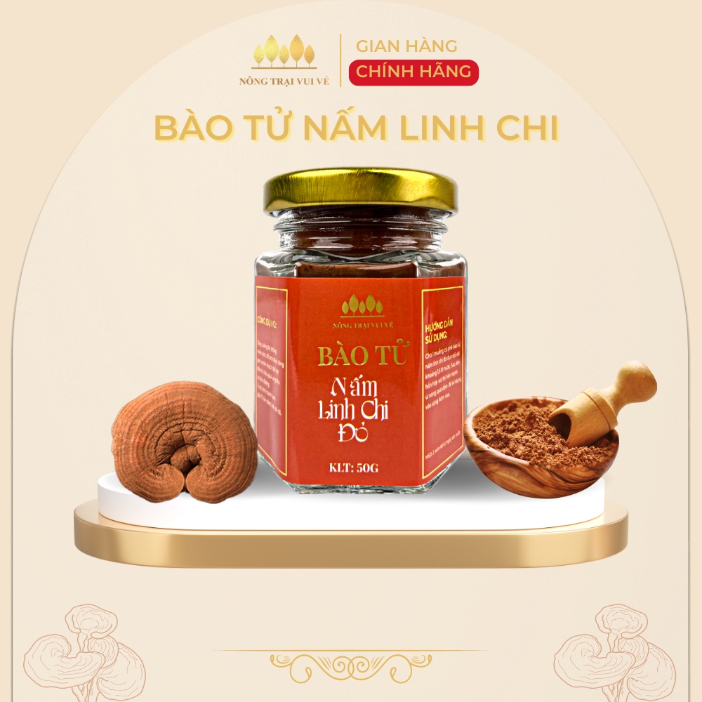 Bào Tử Nấm Linh Chi Hũ 50gr dễ uống, tăng cường sức khỏe - Nấm Linh Chi Nông Trại Vui Vẻ