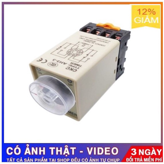 Relay timer, rơle thời gian, hẹn trễ CKC AH3-3 220V 60s và 30s
