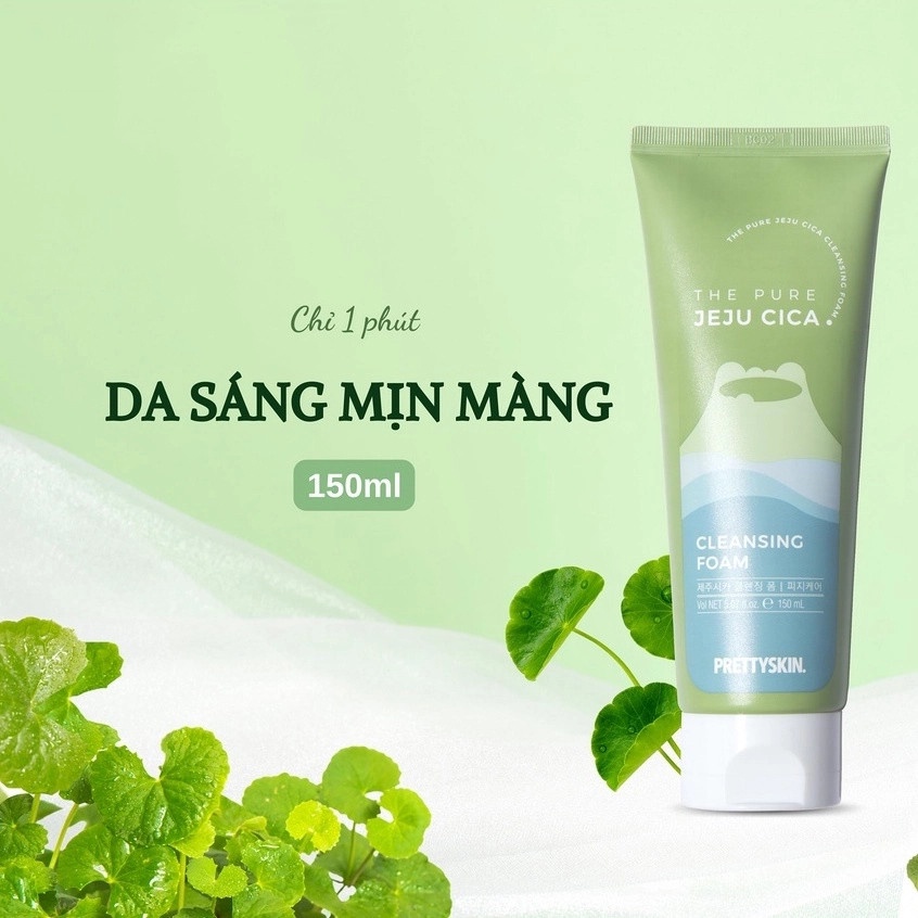 Sữa Rửa Mặt Làm Sạch Sâu, Dịu Nhẹ Rau Má JEJU CICA Prettyskin 150ml